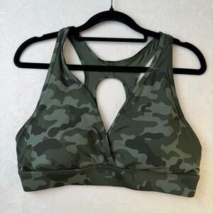 Handful Camo Sports Bra Large Green Racerback Light Support Active Bra